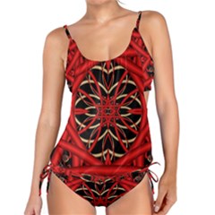 Fractal Wallpaper With Red Tangled Wires Tankini Set by BangZart