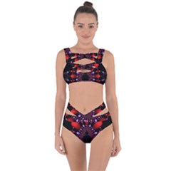 Fractal Red Violet Symmetric Spheres On Black Bandaged Up Bikini Set  by BangZart