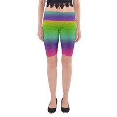 Metallic Rainbow Glitter Texture Yoga Cropped Leggings by paulaoliveiradesign
