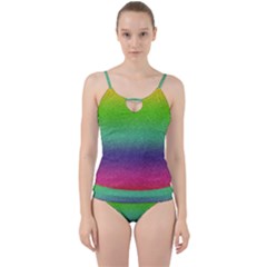 Metallic Rainbow Glitter Texture Cut Out Top Tankini Set by paulaoliveiradesign