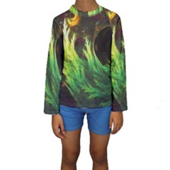 A Seaweed s Deepdream Of Faded Fractal Fall Colors Kids  Long Sleeve Swimwear by jayaprime