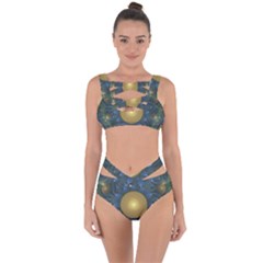 Beautiful Orange & Blue Fractal Sunflower Of Egypt Bandaged Up Bikini Set  by jayaprime