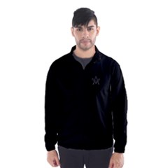 White Outlined Square & Compass On Black Wind Breaker  Wind Breaker (men) by mdnp