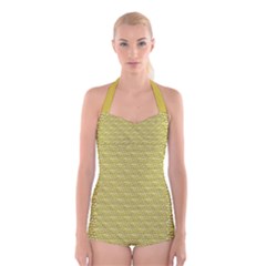 Golden Scales Boyleg Halter Swimsuit  by Brini