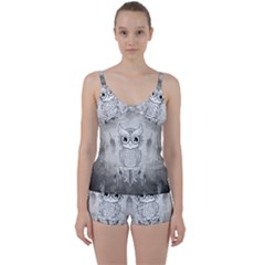 Wonderful Owl, Mandala Design Tie Front Two Piece Tankini by FantasyWorld7