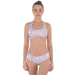 Off White Lace Pattern Criss Cross Bikini Set by paulaoliveiradesign