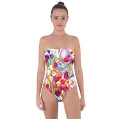 Abstract Colorful Heart Tie Back One Piece Swimsuit by BangZart