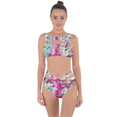 Colorful Flowers Patterns Bandaged Up Bikini Set  by BangZart