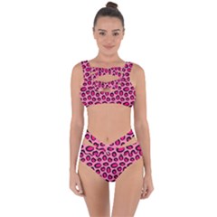 Cute Pink Animal Pattern Background Bandaged Up Bikini Set 