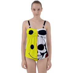 Skull Behind Your Smile Twist Front Tankini Set by BangZart