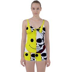 Skull Behind Your Smile Tie Front Two Piece Tankini by BangZart