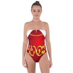 Easter Decorative Red Egg Tie Back One Piece Swimsuit by BangZart