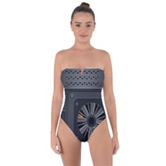 Special Black Power Supply Computer Tie Back One Piece Swimsuit