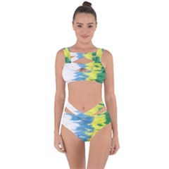 Brazil Colors Pattern Bandaged Up Bikini Set 