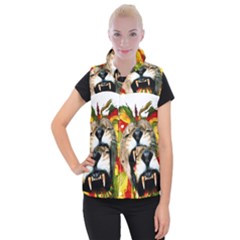 Reggae Lion Women s Button Up Puffer Vest by BangZart