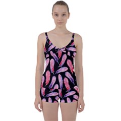 Watercolor Pattern With Feathers Tie Front Two Piece Tankini by BangZart