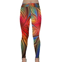 Vintage Colors Flower Petals Spiral Abstract Classic Yoga Leggings by BangZart