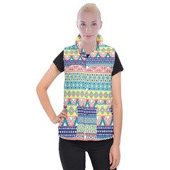 Tribal Print Women s Button Up Puffer Vest by BangZart