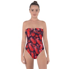 The Red Butterflies Sticking Together In The Nature Tie Back One Piece Swimsuit by BangZart