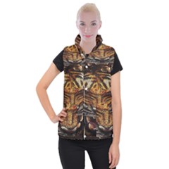 Tiger Face Women s Button Up Puffer Vest by BangZart