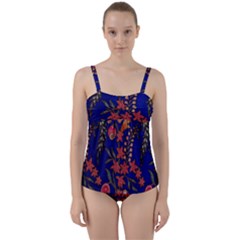 Texture Batik Fabric Twist Front Tankini Set by BangZart