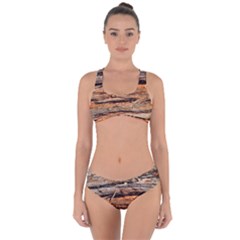 Natural Wood Texture Criss Cross Bikini Set by BangZart