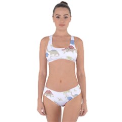 Dinosaur Art Pattern Criss Cross Bikini Set by BangZart