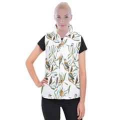 Australian Kookaburra Bird Pattern Women s Button Up Puffer Vest by BangZart