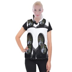 Gangsta Cat Women s Button Up Puffer Vest by Valentinaart