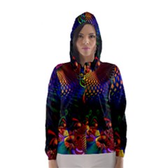 Colored Fractal Hooded Wind Breaker (women) by BangZart