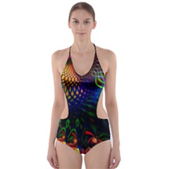 Colored Fractal Cut-out One Piece Swimsuit by BangZart