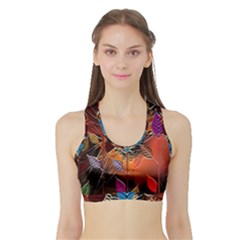 Colorful Leaves Sports Bra With Border by BangZart