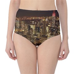 New York City At Night Future City Night High-waist Bikini Bottoms by BangZart