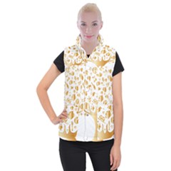 Abstract Book Floral Food Icons Women s Button Up Puffer Vest by Nexatart