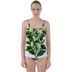 Bitter Branch Citrus Edible Floral Twist Front Tankini Set by Nexatart