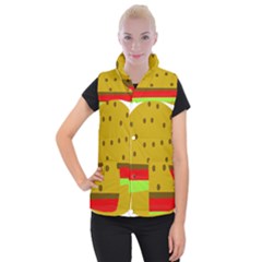 Hamburger Food Fast Food Burger Women s Button Up Puffer Vest by Nexatart