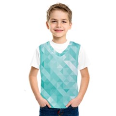Bright Blue Turquoise Polygonal Background Kids  Sportswear by TastefulDesigns
