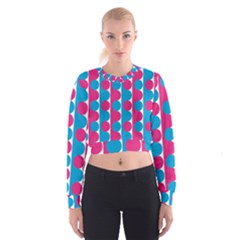 Pink And Bluedots Pattern Cropped Sweatshirt by BangZart