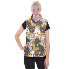 Cats Cute Kitty Kitties Kitten Women s Button Up Puffer Vest by BangZart