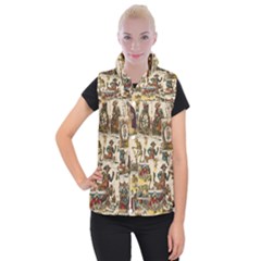 Tarot Cards Pattern Women s Button Up Puffer Vest by Valentinaart