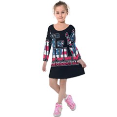 4th Of July Independence Day Kids  Long Sleeve Velvet Dress by Valentinaart