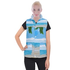 Landscape Women s Button Up Puffer Vest by Valentinaart