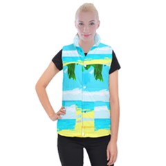 Landscape Women s Button Up Puffer Vest by Valentinaart