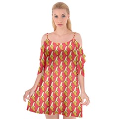 Bright Pink And Yellow Peeled Banana Patterns Cutout Spaghetti Strap Chiffon Dress by NorthernWhimsy