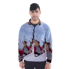 Christmas, Santa Claus With Reindeer Wind Breaker (men) by FantasyWorld7