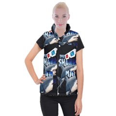 The Shark Movie Women s Button Up Puffer Vest by Valentinaart