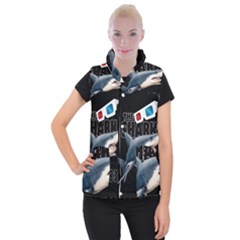 The Shark Movie Women s Button Up Puffer Vest by Valentinaart