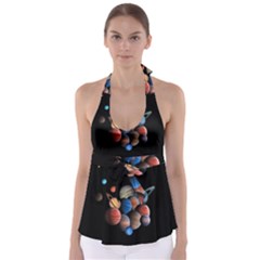 Planets  Babydoll Tankini Top by Valentinaart