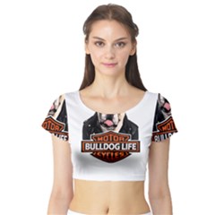 Bulldog Biker Short Sleeve Crop Top (tight Fit) by Valentinaart