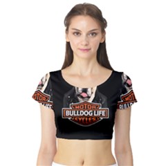 Bulldog Biker Short Sleeve Crop Top (tight Fit) by Valentinaart